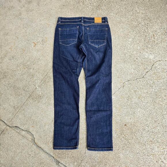 Vtg Y2k DU/ER L2X Slim Fit Leather Patch Dark Wash Denim Jeans Tagged 32 x 30 - Picture 3 of 7